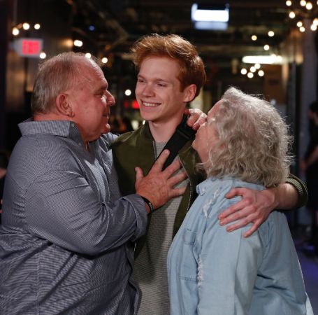 Chase Goehring with his parents at America's Got Talent.